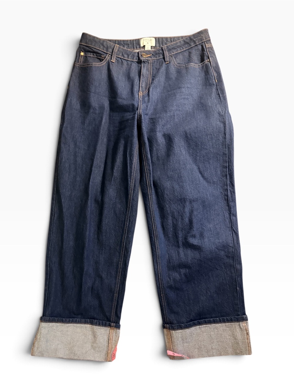 Kate Spade New York Dark Wash Wide Leg Cuffed Jeans Size 10